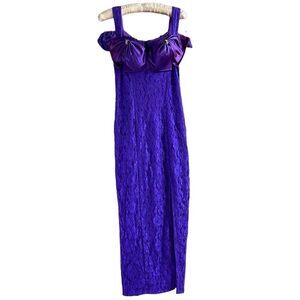 Dollar Vintage Ladies Prom Homecoming Cocktail Bodycon Midi Dress Purple Medium